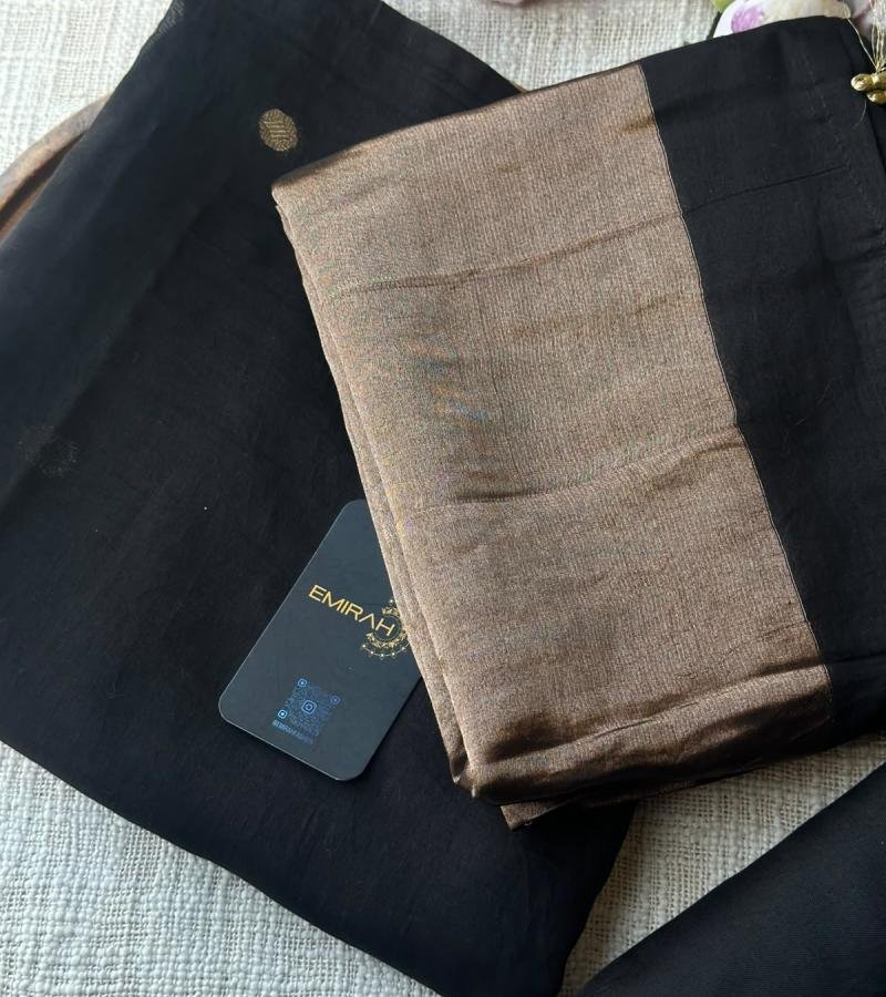 Black Mul Chanderi Suit - Jet Black