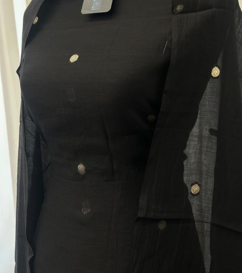 Black Mul Chanderi Suit - Jet Black