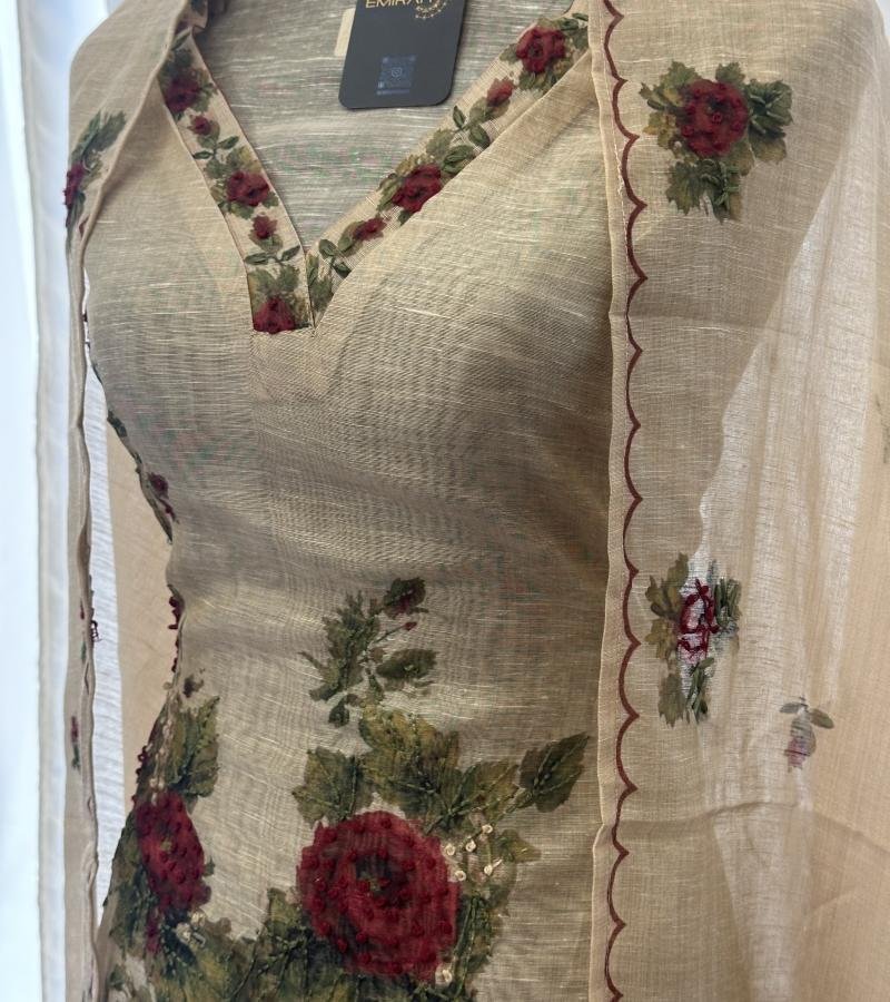 Kota Chanderi Floral Suit  - Mixed Colors