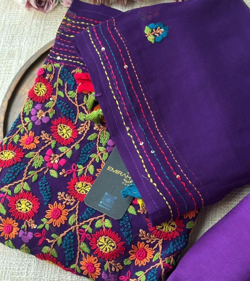 Georgette Embroidered Suit  - Mixed Colors