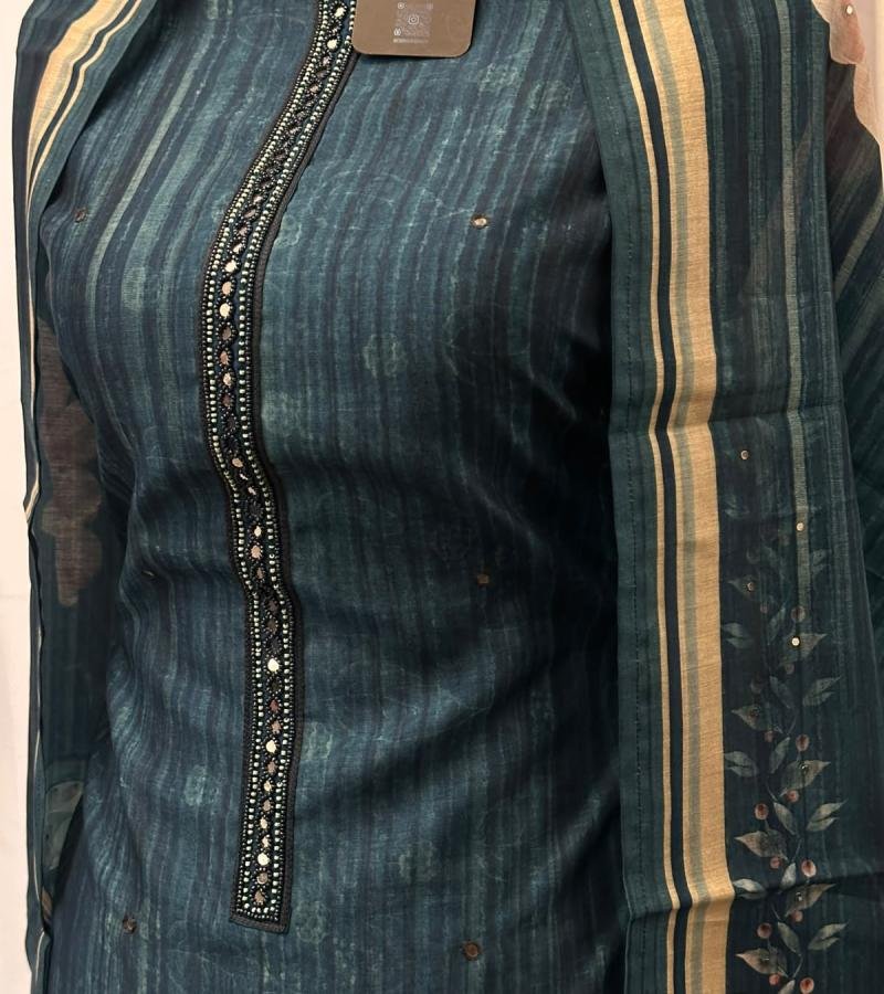 Blue Kota Chanderi Suit - Royal Blue