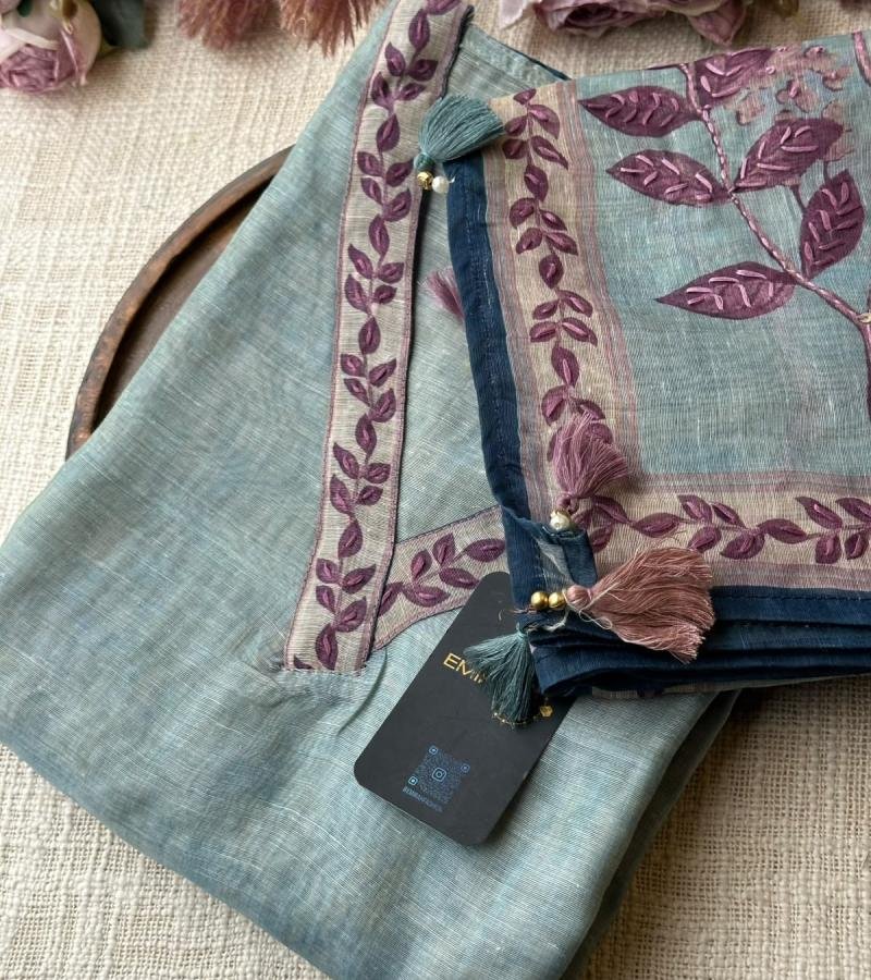 Elegant Sage Green Kota Chanderi Suit - Mixed Colors