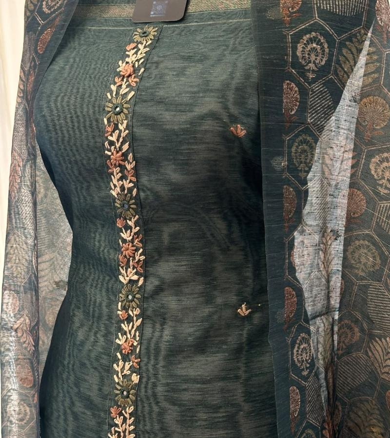 Chanderi Silk Embroidered Suit - Mixed Colors