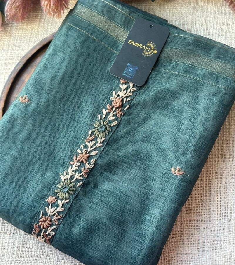 Chanderi Silk Embroidered Suit - Mixed Colors