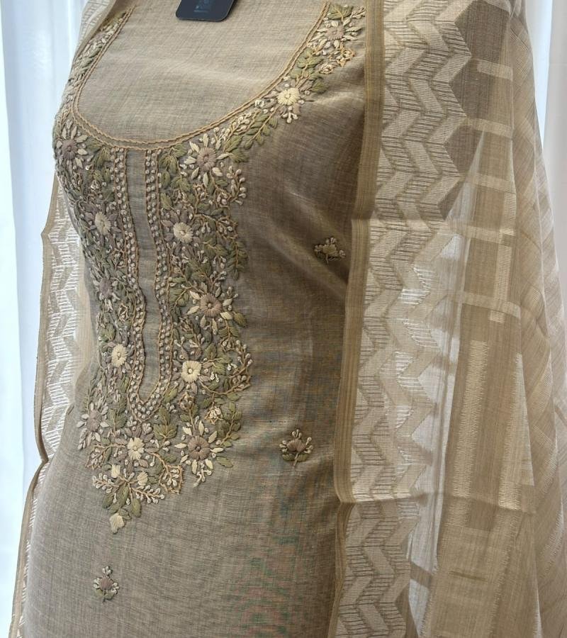 Chanderi with Jamdani Weaving  - Mixed Colors