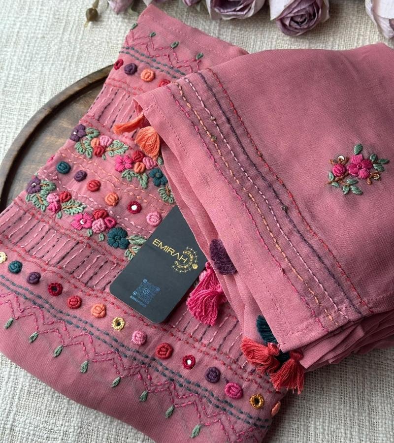 Handcrafted Georgette Suit  - Rose Pink