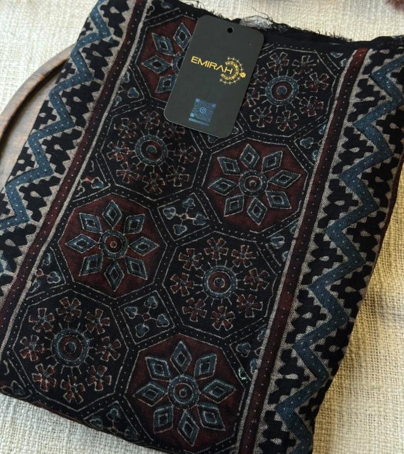 Linen Suit – Ajrakh Printed - Jet Black