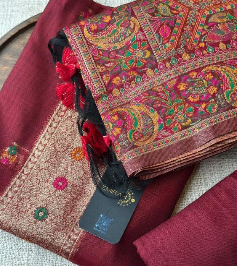 Chanderi with Jamdani Weaving - Mixed Colors