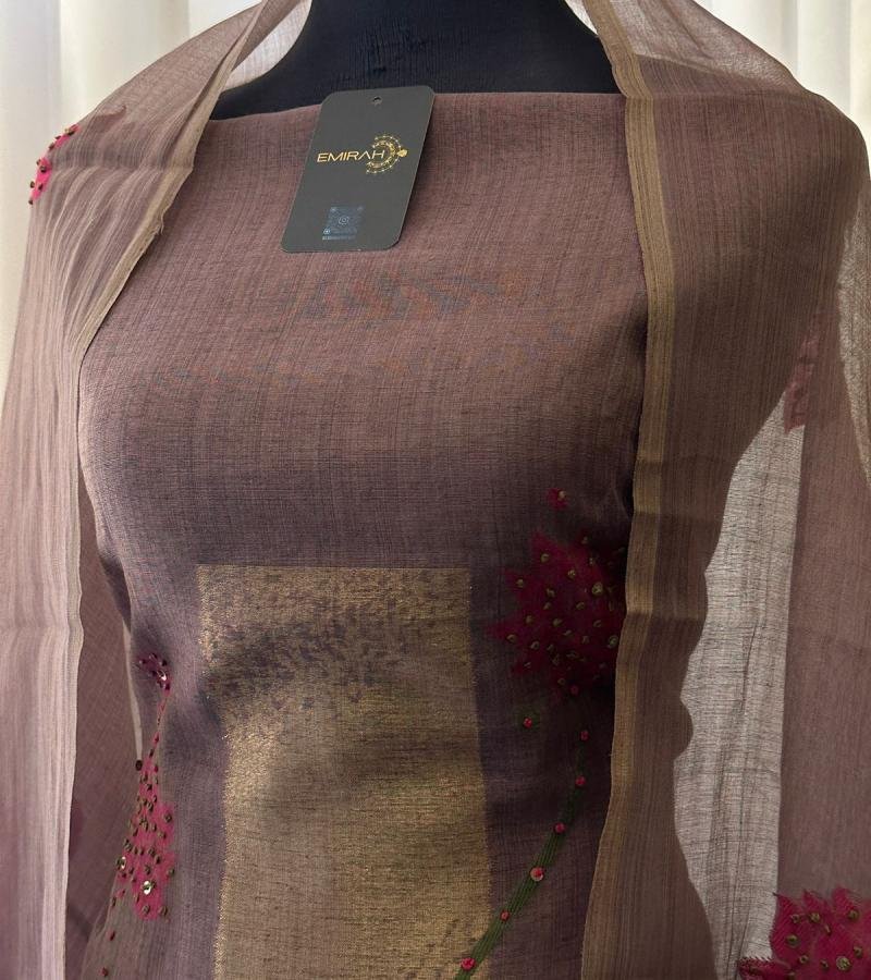 Chanderi with Jamdani weaving suit - Jet Black