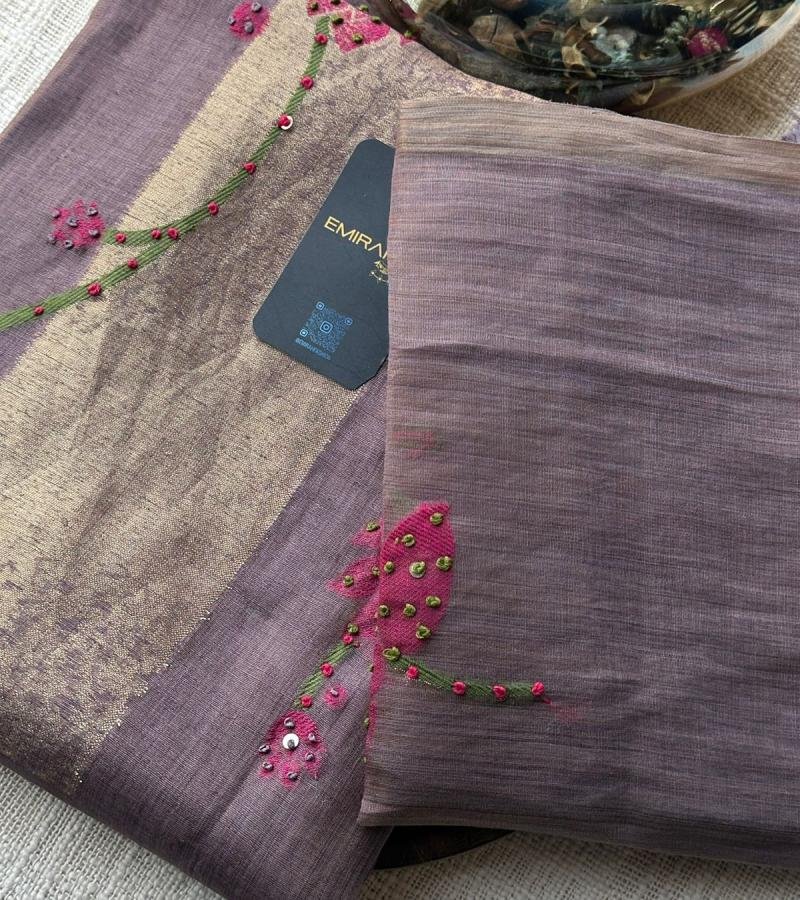 Chanderi with Jamdani weaving suit - Jet Black