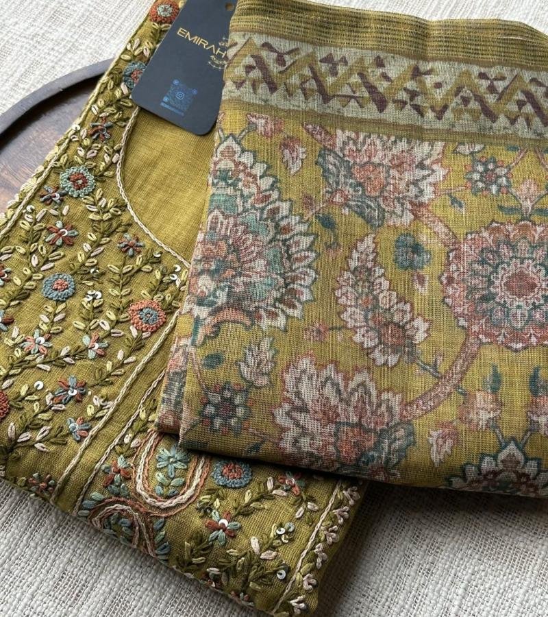 Tissue Linen Unstitched Salwar Suit - Mixed Colors