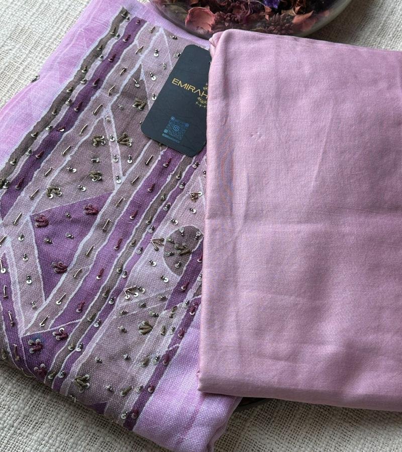 Semi Linen Unstitched Suit - Mixed Colors