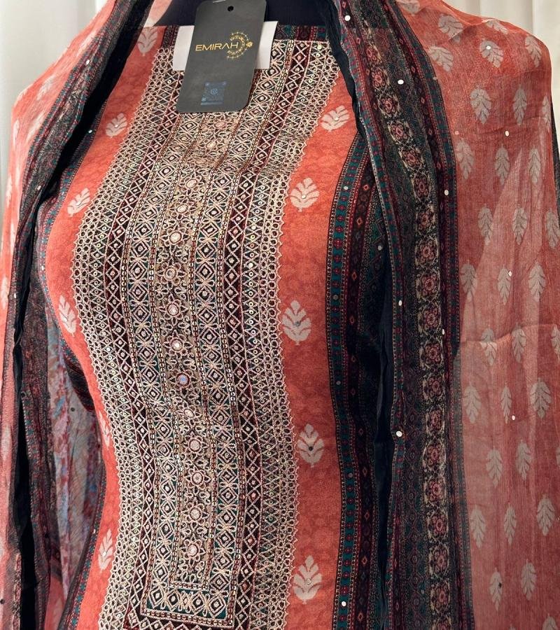 Crepe Silk Unstitched Suit - Mixed Colors