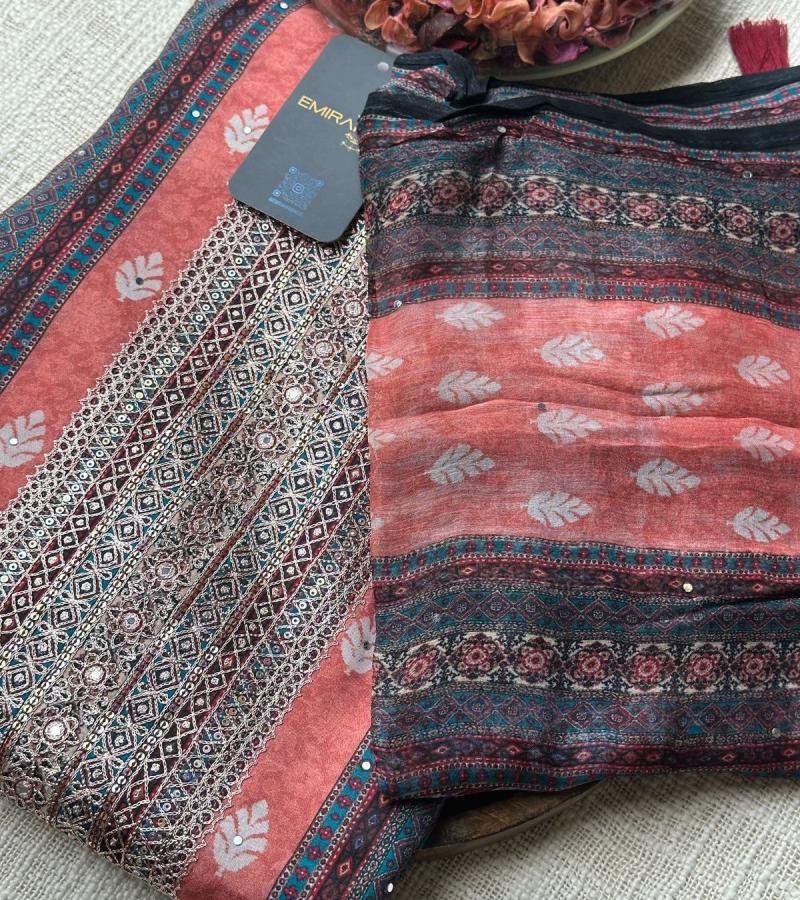 Crepe Silk Unstitched Suit - Mixed Colors