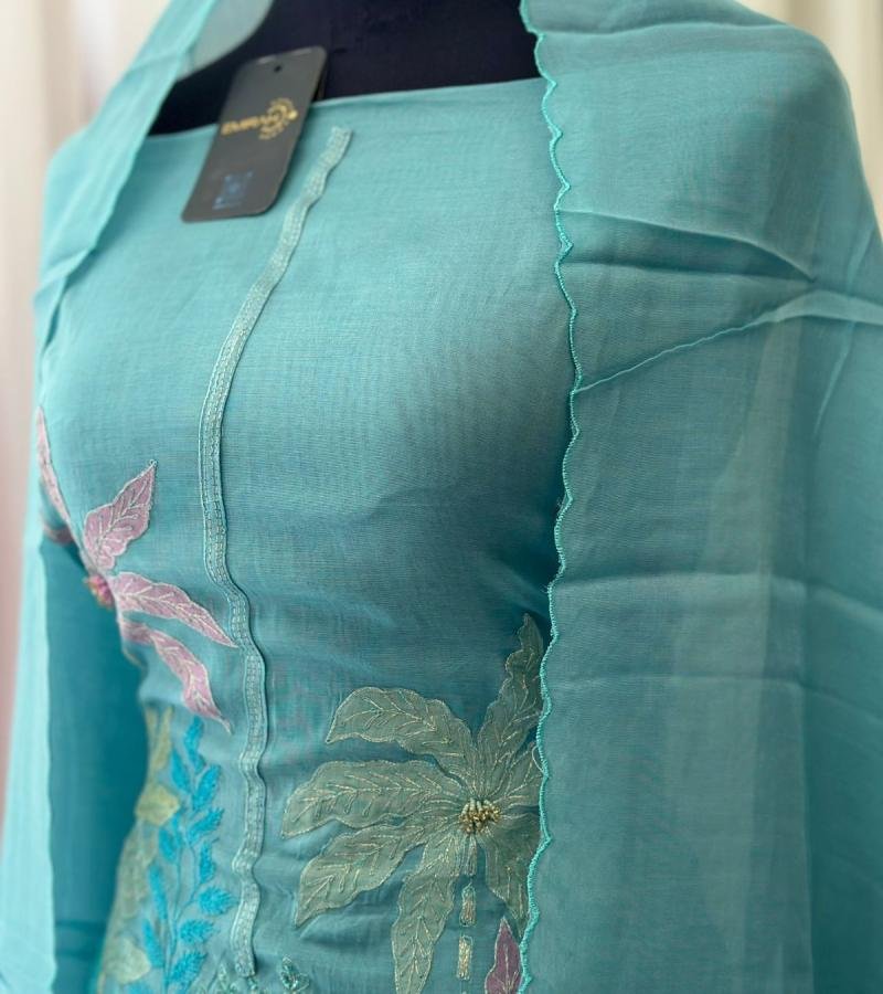 Graceful Mul Chanderi Suit with Subtle Details - Mixed Colors