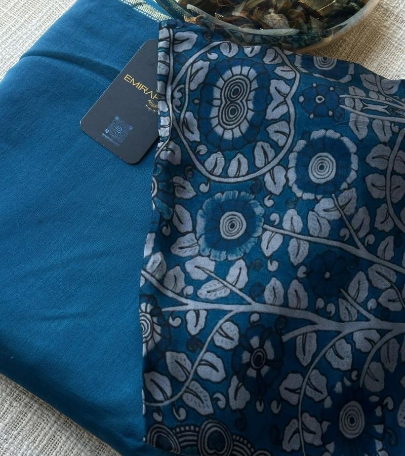 Elegant Chanderi Suit with Organza Dupatta and Cotton Bottom - Mixed Colors