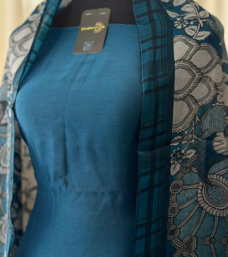 Elegant Chanderi Suit with Organza Dupatta and Cotton Bottom - Mixed Colors