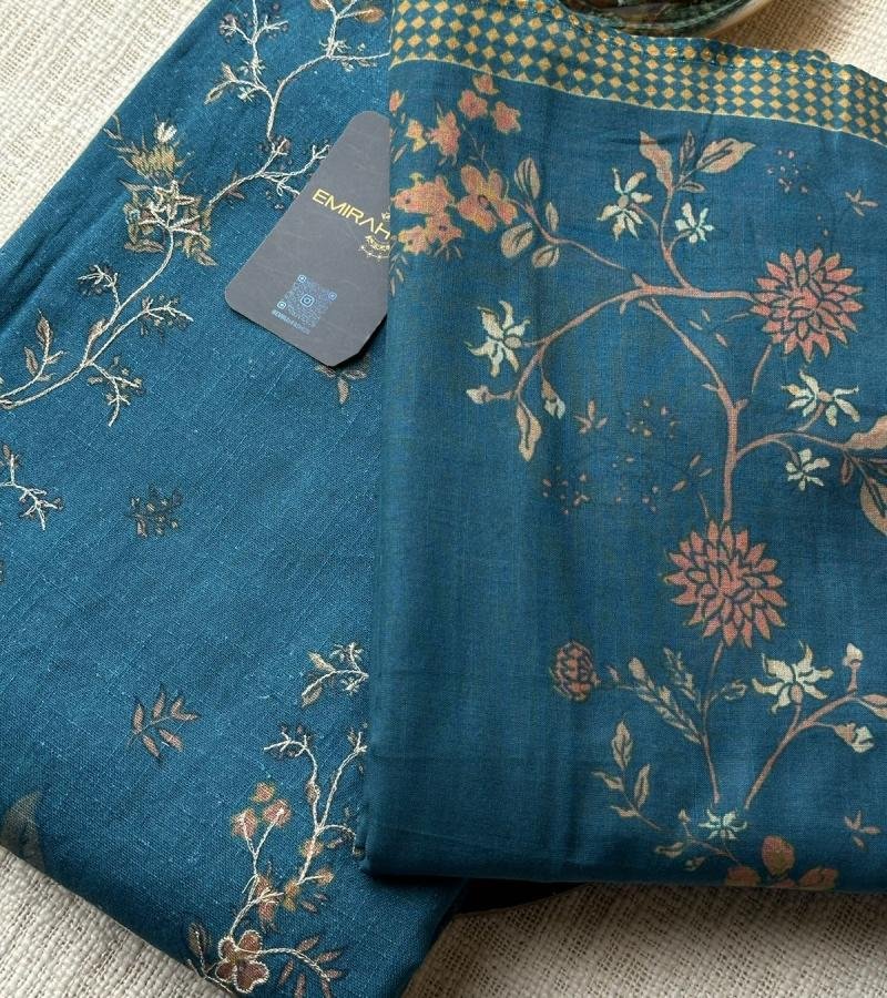 Teal Floral Printed Cotton Suit Set - Mixed Colors