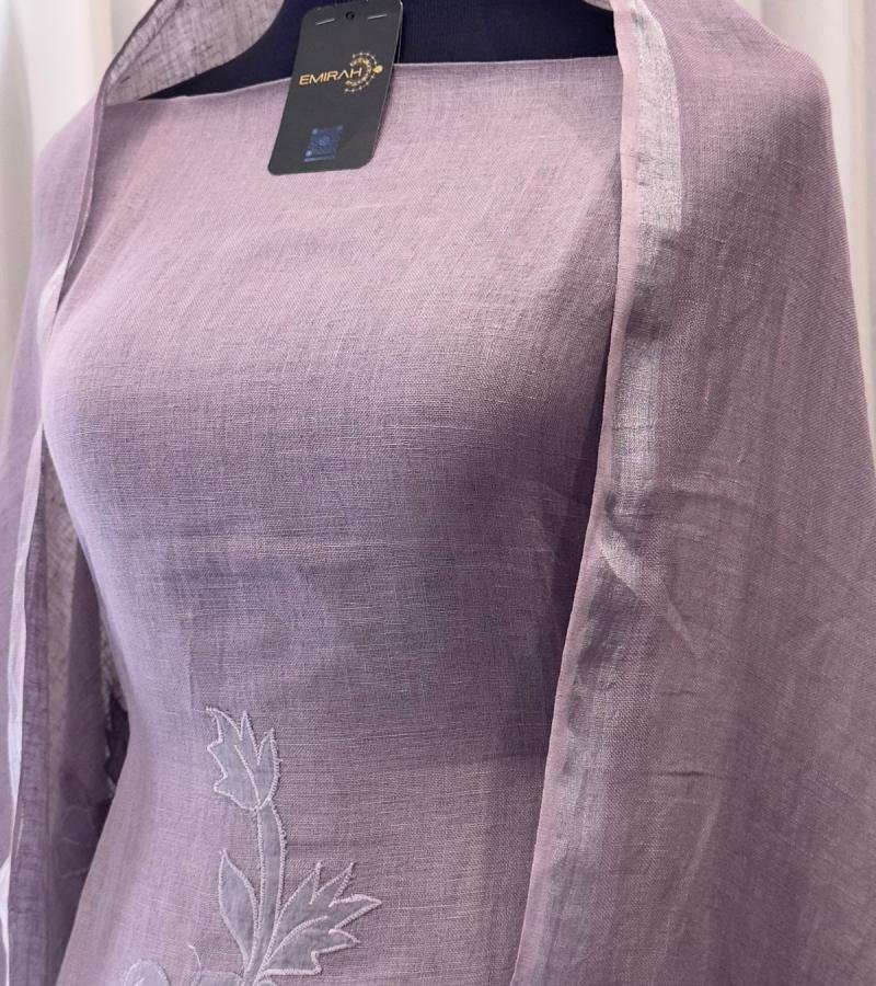 Elegant Lavender  Linen Suit with Silk Bottom - Mixed Colors
