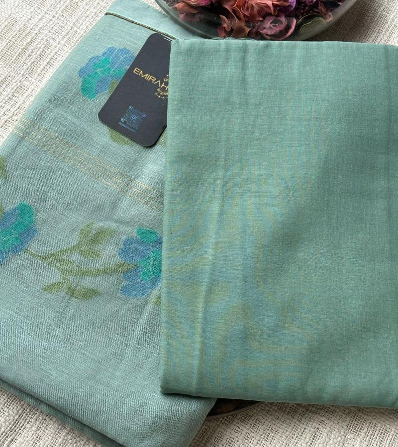 Elegant Aqua Jamdani Suit - Mixed Colors