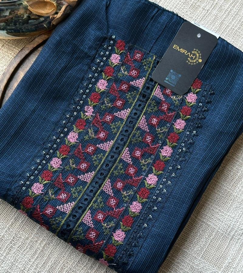 Exquisite Embroidered Kota Silk Suit  - Jet Black