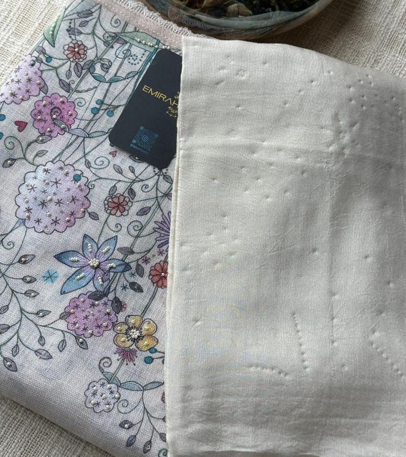 Embellished Semi-Linen Suit - Mixed Colors