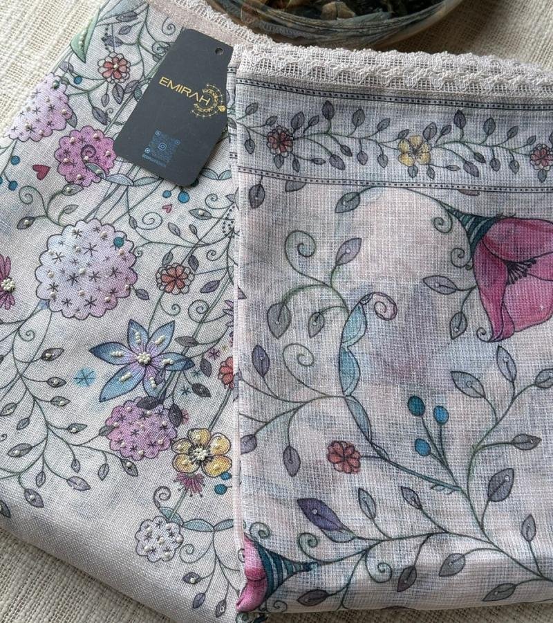 Embellished Semi-Linen Suit - Mixed Colors