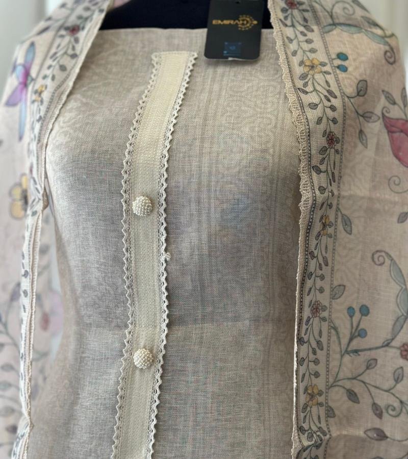 Embellished Semi-Linen Suit - Mixed Colors