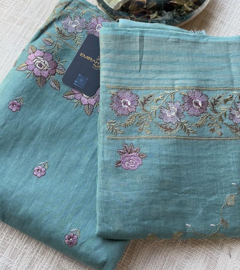 Embroidered Linen Suit - Mixed Colors