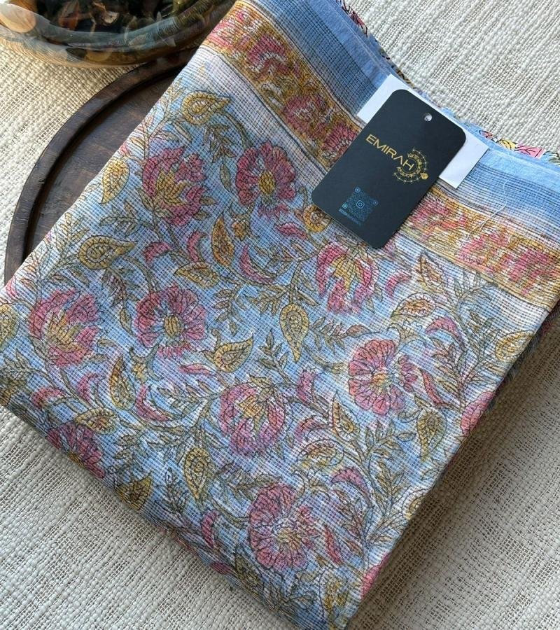 Block Printed Kota Doriya Suit Set - Royal Blue