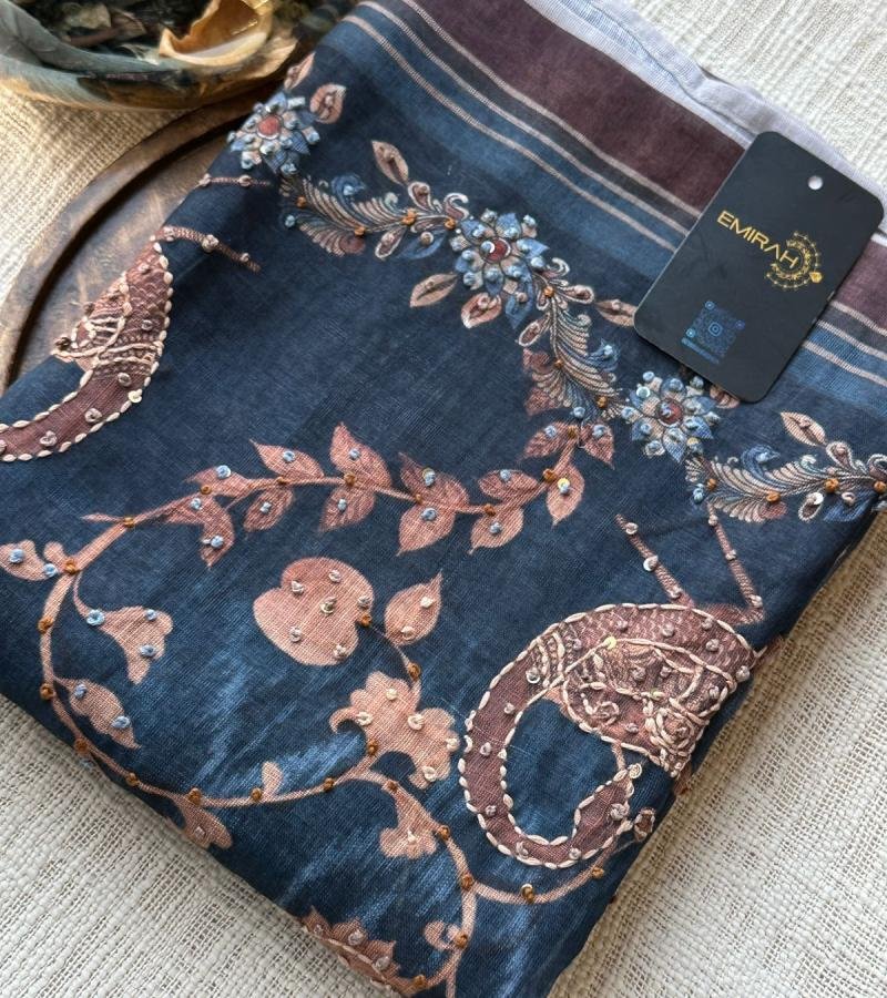 Elegant Semi Linen Suit Set - Jet Black