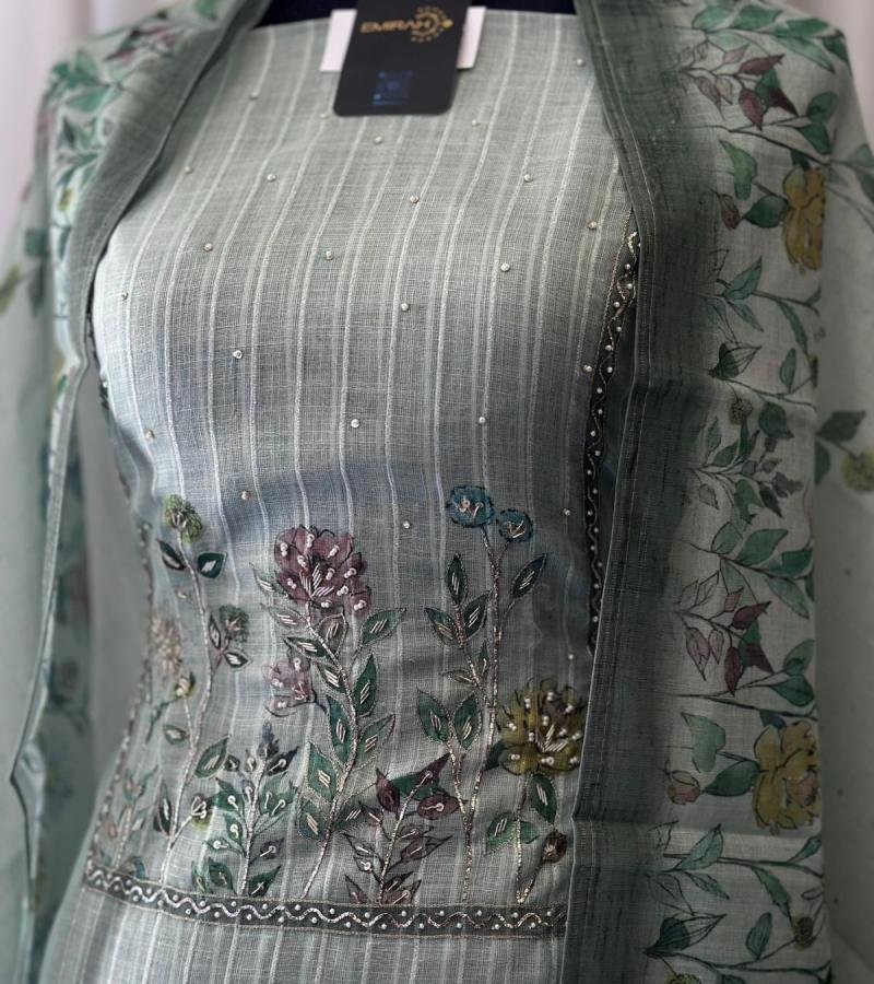 Kota Chanderi Unstitched Suit - Royal Blue