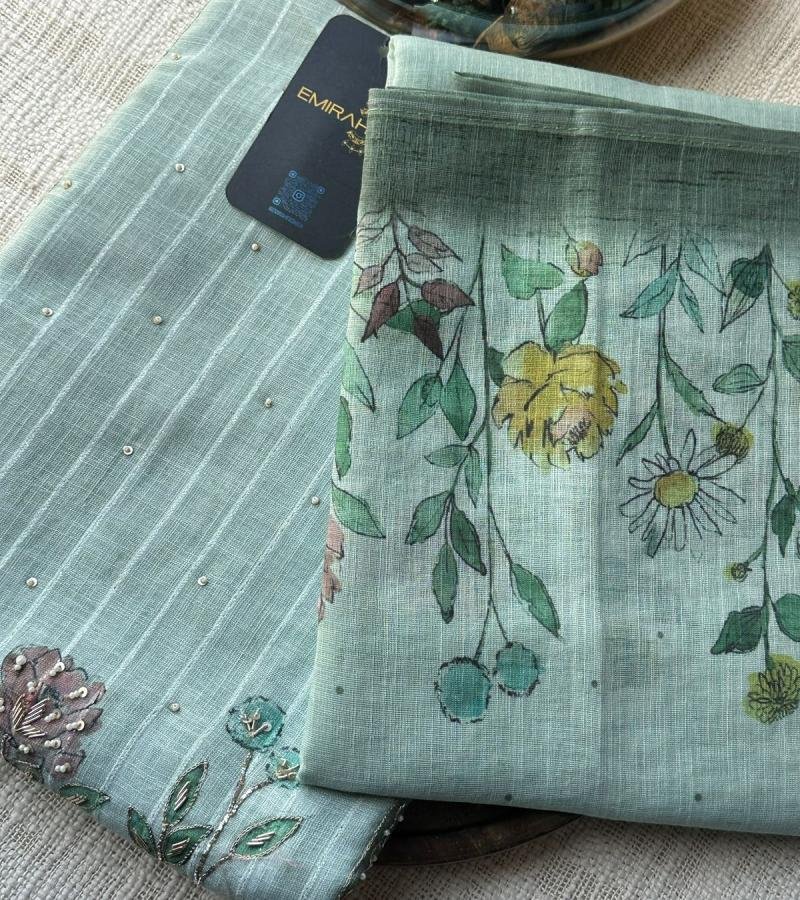 Kota Chanderi Unstitched Suit - Royal Blue