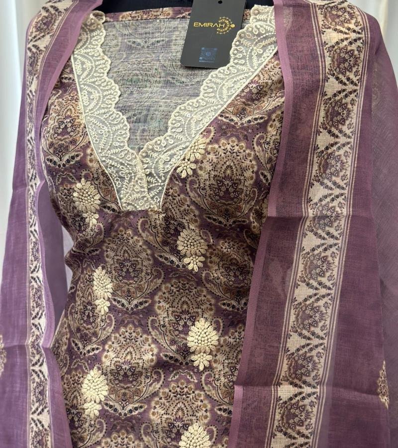 Royal Paisley Semi Linen Suit  - Gold