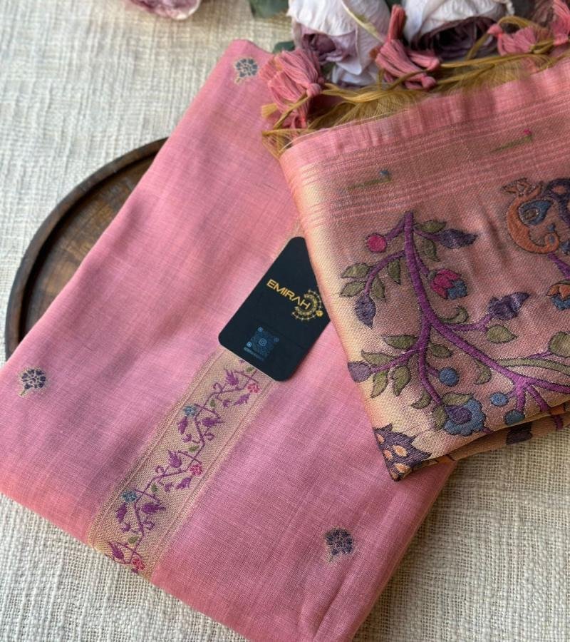 Graceful Pink Jamdani Chanderi Suit - Ruby Red