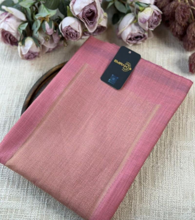 Elegant Blush Pink Jamdani Chanderi Suit - Royal Blue