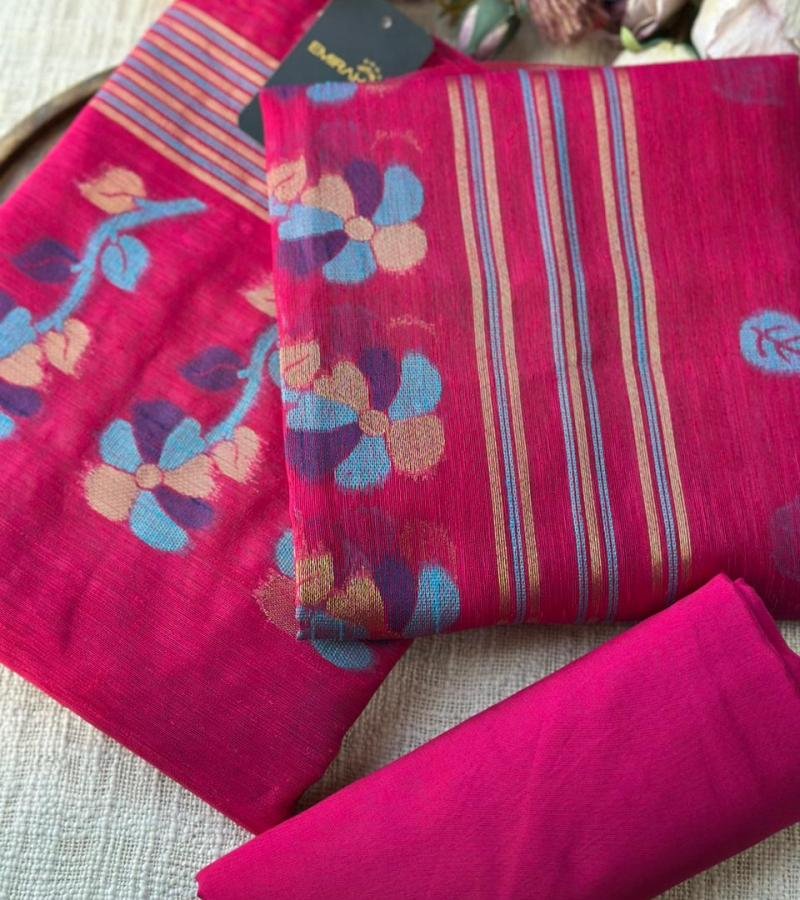 Radiant Jamdani Chanderi Silk Suit - Royal Blue