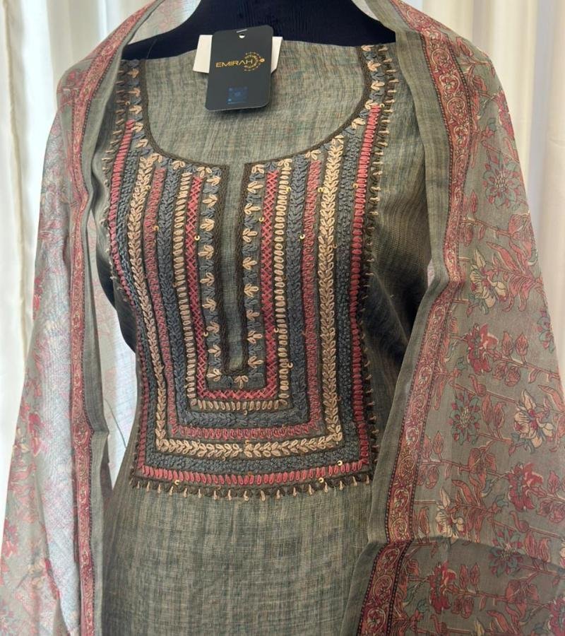 Lustrous Floral Tissue Linen Suit - Jet Black