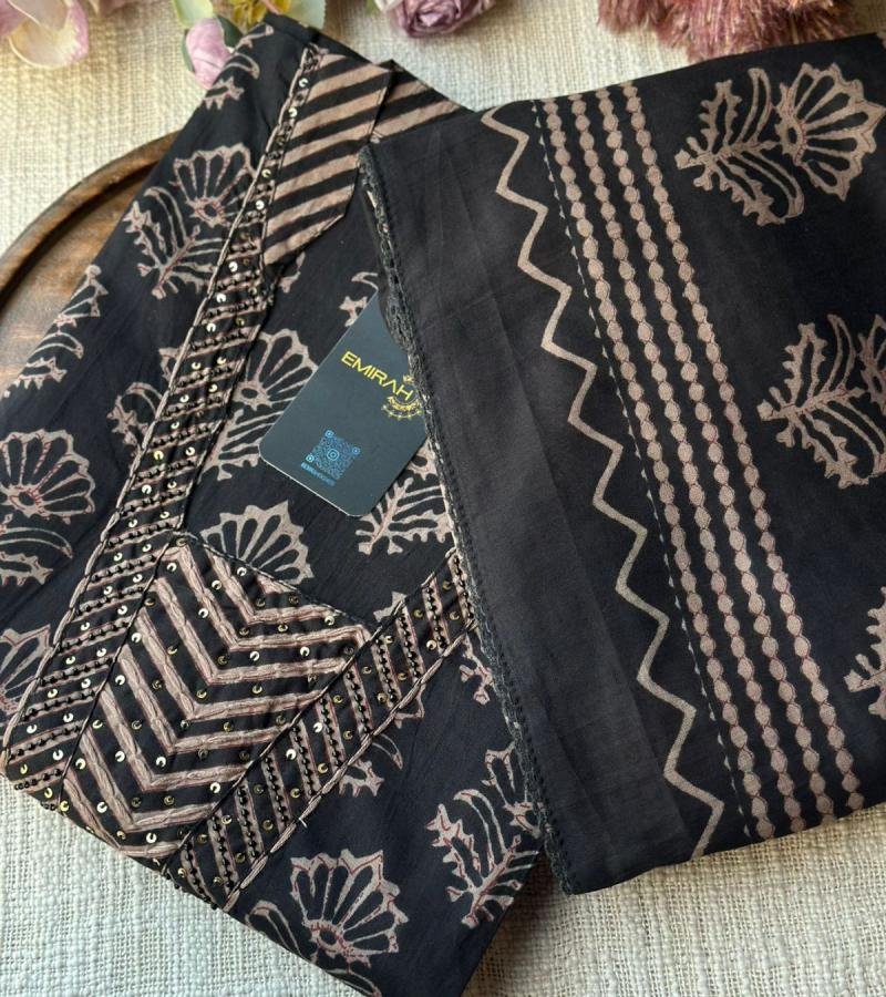 Hand-Block Printed Cotton Suit - Silver