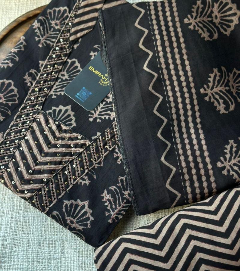 Hand-Block Printed Cotton Suit - Silver