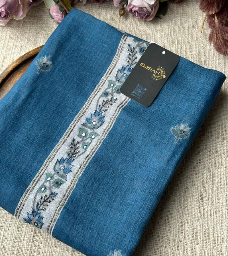 Ornate Embroidered Semi-Linen Suit - Jet Black