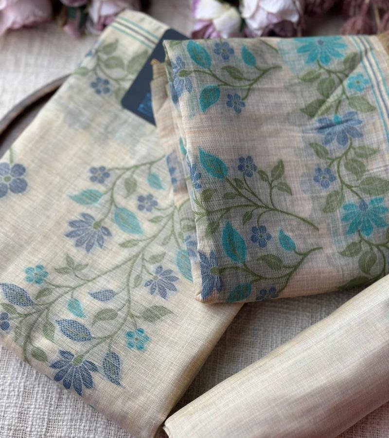 Regal Jamdani Weave Chanderi Suit - Jet Black