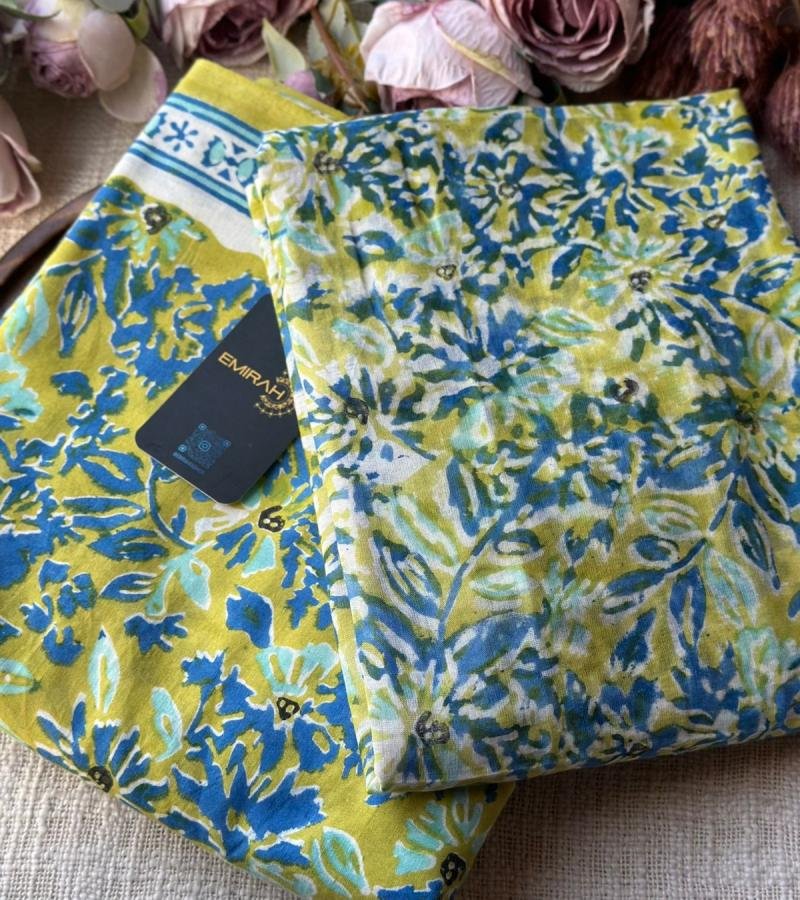 Cotton Hand block printed suit - Rose Pink