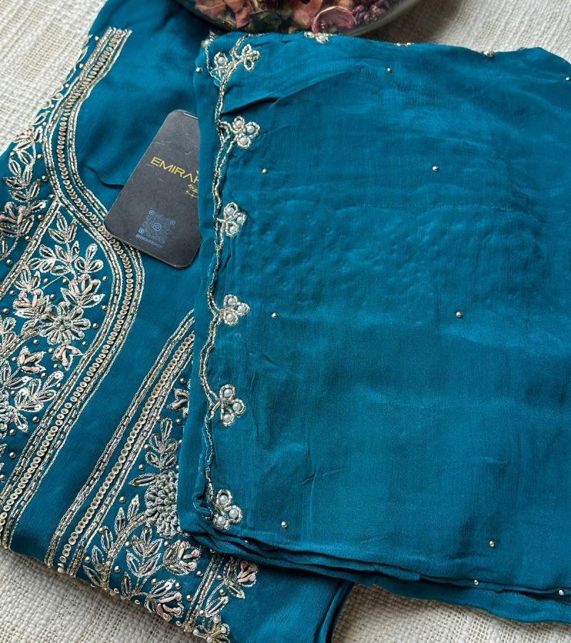 Chinnon Silk Unstitched Salwar Suit - Mixed Colors