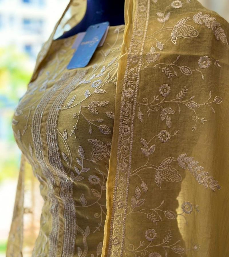 Graceful Mul Chanderi Suit with Delicate Embroidery - Mixed Colors