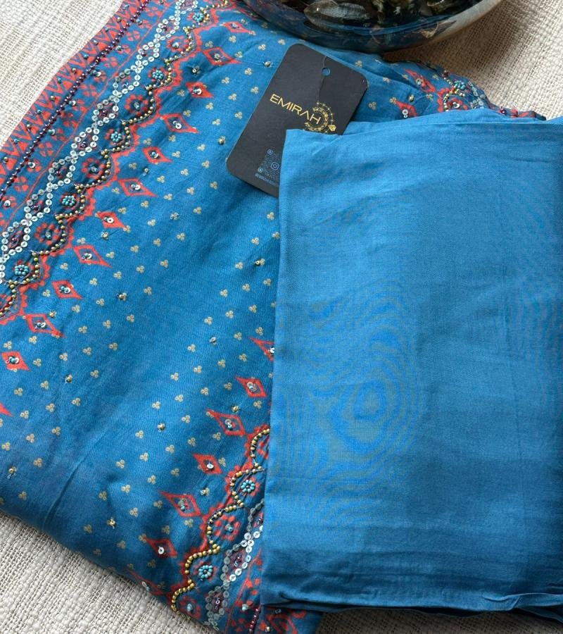 Vibrant Muslin Suit with Sequin Work and Santoon Bottom - Mixed Colors