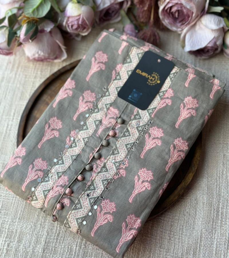 Elegant Slate Grey & Rose Cotton Suit - Royal Blue