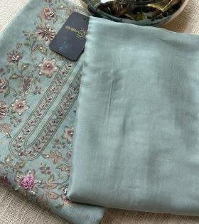 Elegant Silk Chanderi Salwar Suit  - Jet Black