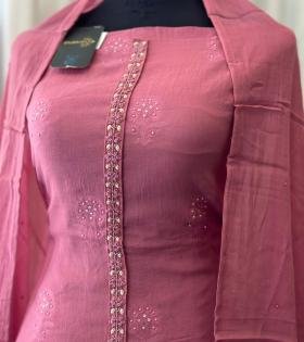 Stylish Chanderi Salwar Suit with Jamdani Weaving  - Jet Black