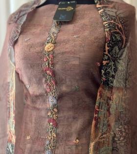 Earthy Chanderi Silk Suit - Jet Black